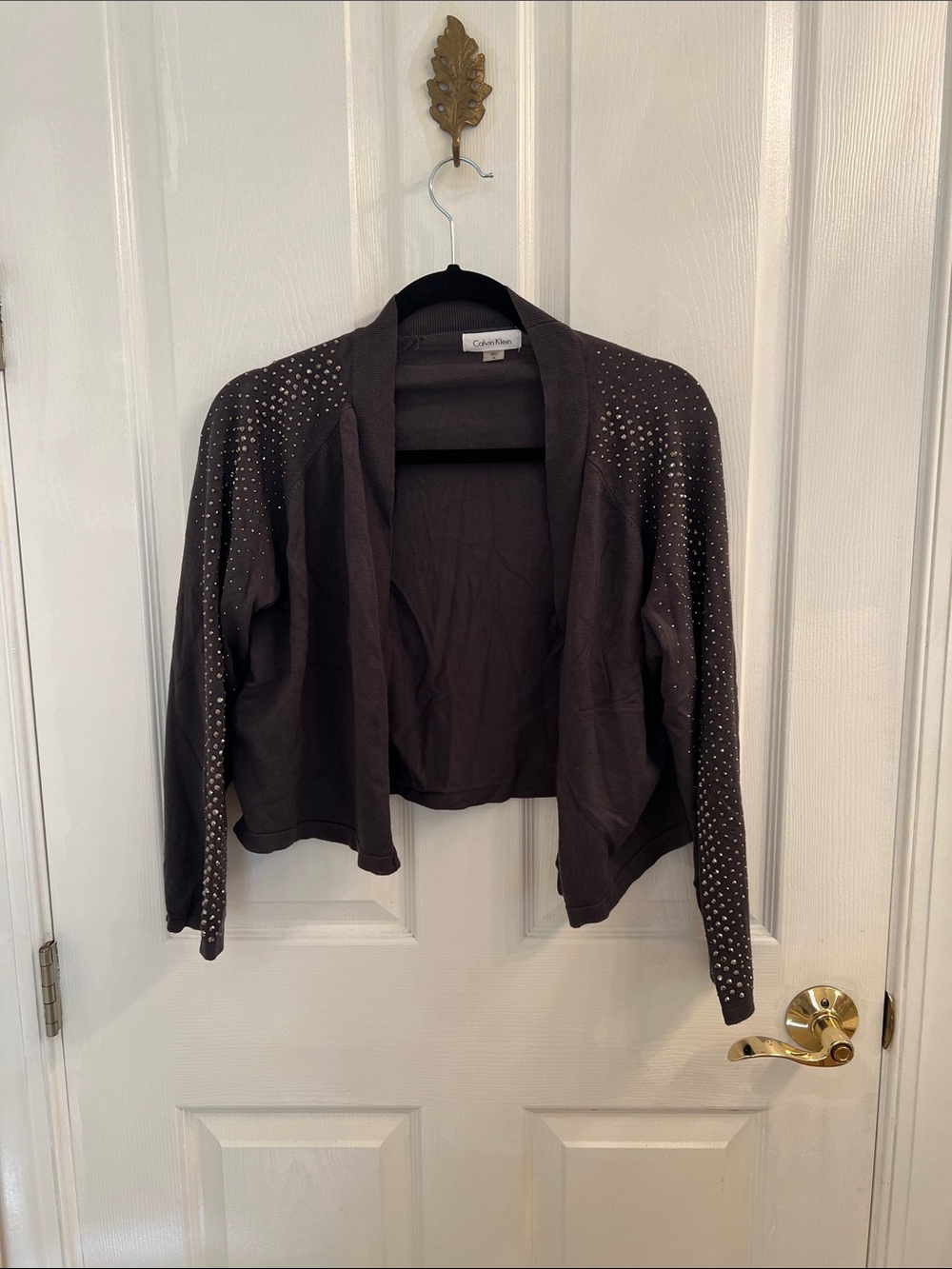 Calvin Klein Black Studded Open-Front Cardigan Jacket